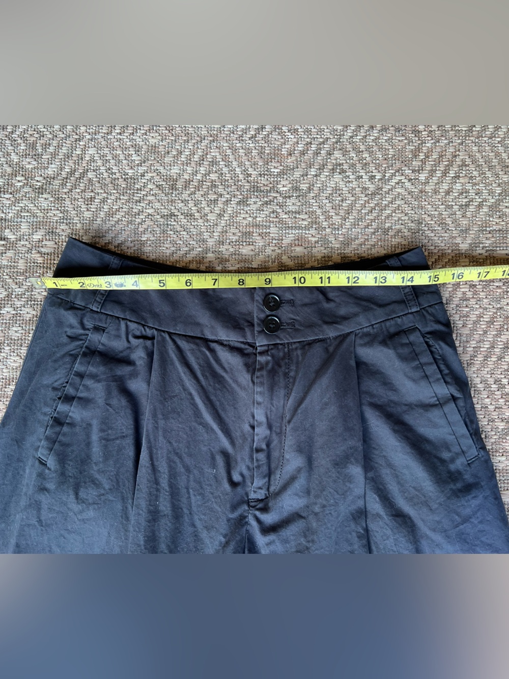 Anthropologie Black Cotton Wide Leg Culotte shorts Womens 4 Pleated High Rise - Picture 2 of 7